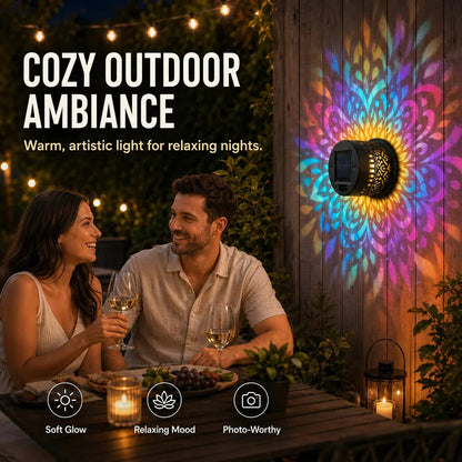 🌀💥Limited Sale Buy 1 Get 1 Free🌞💡Solar Mandala Wall Light Outdoor Garden Fence Projector Lamp Patio Ambient Decor