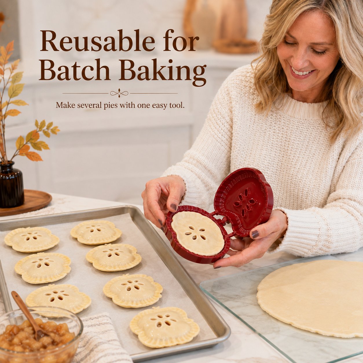 🥧 Beginner-friendly, reusable mini pie mold | 6 fun shapes for easily filling, shaping, and sealing homemade pies and pastries🍎✨