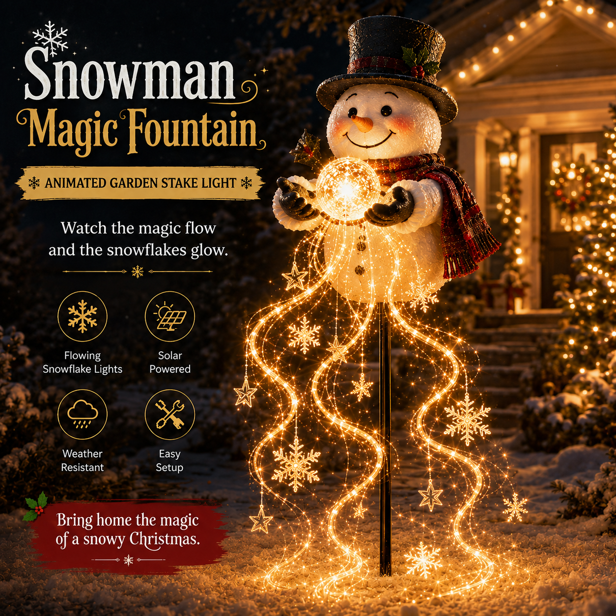 🎄49% OFF🎄 Snowman Magic -Flowing Snowflake LED Christmas Garden Light.❄️