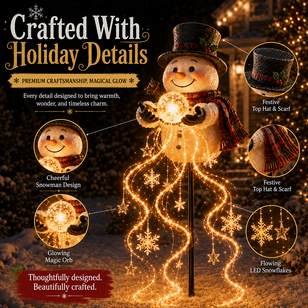 🎄49% OFF🎄 Snowman Magic -Flowing Snowflake LED Christmas Garden Light.❄️