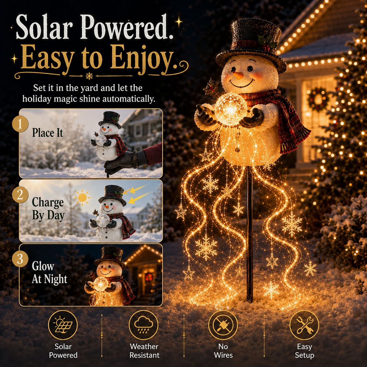 🎄49% OFF🎄 Snowman Magic -Flowing Snowflake LED Christmas Garden Light.❄️