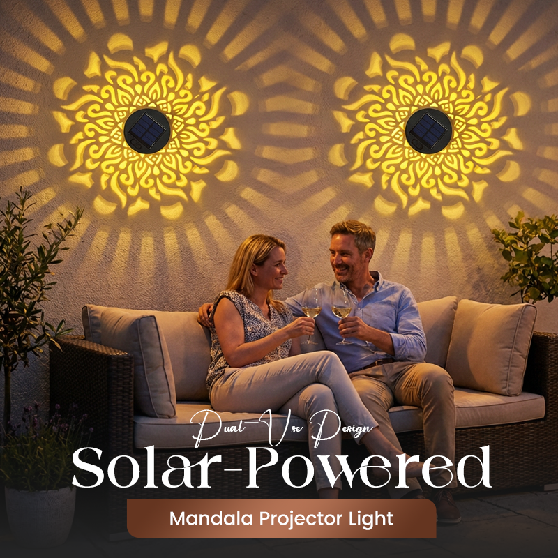 🌀💥Limited Sale Buy 1 Get 1 Free🌞💡Solar Mandala Wall Light Outdoor Garden Fence Projector Lamp Patio Ambient Decor